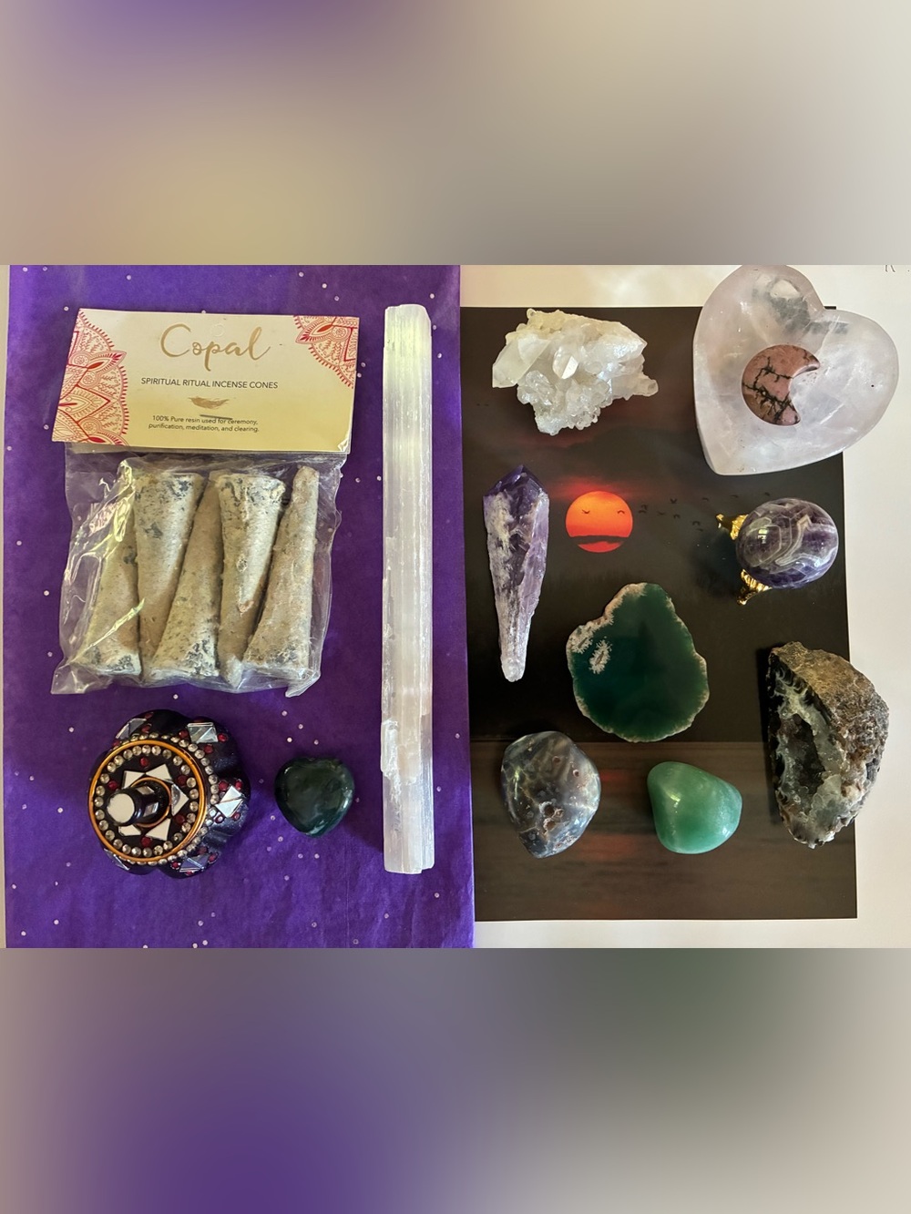 🔮 13 Piece Healing Crystal Gift Box - Amethyst Point and Sphere 🎁 - Picture 2 of 16
